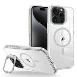 For iPhone 15 Pro J2 High Transparent MagSafe Magnetic Frame Holder Phone Case(Grey)