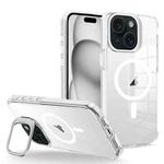 For iPhone 15 Plus J2 High Transparent MagSafe Magnetic Frame Holder Phone Case(White)
