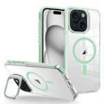 For iPhone 15 J2 High Transparent MagSafe Magnetic Frame Holder Phone Case(Matcha Green)