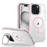 For iPhone 15 J2 High Transparent MagSafe Magnetic Frame Holder Phone Case(Pink)