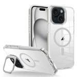 For iPhone 15 J2 High Transparent MagSafe Magnetic Frame Holder Phone Case(Grey)