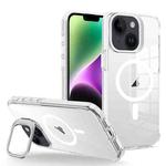 For iPhone 14 Plus J2 High Transparent MagSafe Magnetic Frame Holder Phone Case(White)