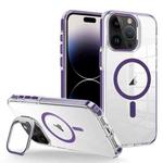 For iPhone 14 Pro Max J2 High Transparent MagSafe Magnetic Frame Holder Phone Case(Dark Purple)