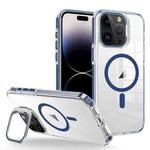 For iPhone 14 Pro Max J2 High Transparent MagSafe Magnetic Frame Holder Phone Case(Royal Blue)