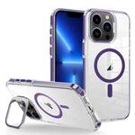 For iPhone 13 Pro J2 High Transparent MagSafe Magnetic Frame Holder Phone Case(Dark Purple)