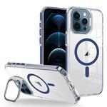 For iPhone 12 Pro Max J2 High Transparent MagSafe Magnetic Frame Holder Phone Case(Royal Blue)