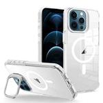 For iPhone 12 Pro Max J2 High Transparent MagSafe Magnetic Frame Holder Phone Case(White)