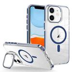 For iPhone 11 J2 High Transparent MagSafe Magnetic Frame Holder Phone Case(Royal Blue)