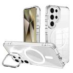 For Samsung Galaxy S24 Ultra 5G J2 High Transparent MagSafe Magnetic Frame Holder Phone Case(White)