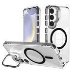 For Samsung Galaxy S24+ 5G J2 High Transparent MagSafe Magnetic Frame Holder Phone Case(Black)