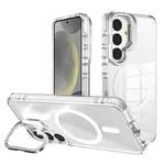 For Samsung Galaxy S24 J2 High Transparent MagSafe Magnetic Frame Holder Phone Case(White)