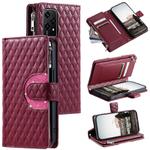 For Honor 200 Lite Glitter Lattice Zipper Wallet Leather Phone Case(Wine Red)