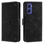 For Motorola Moto G05 Nail Skin Feel Stitching Calf Texture Leather Phone Case(Black)