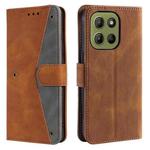 For Motorola Moto G15 Nail Skin Feel Stitching Calf Texture Leather Phone Case(Brown)