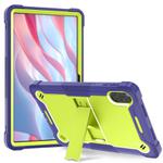 For Honor Pad X9 Shockproof Silicone Hybrid PC Tablet Case with Holder(Yellow Green + Navy Blue)