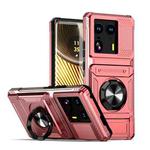 For Motorola Edge 50 Ultra TPU+PC Shockproof Card Slot Phone Case with Metal Ring Holder(Rose Gold)