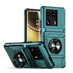 For Motorola Edge 50 Ultra TPU+PC Shockproof Card Slot Phone Case with Metal Ring Holder(Green)