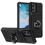 For Motorola Moto G 5G 2023 TPU+PC Shockproof Card Slot Phone Case with Metal Ring Holder(Black)