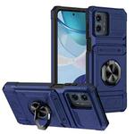 For Motorola Moto G 5G 2023 TPU+PC Shockproof Card Slot Phone Case with Metal Ring Holder(Blue)