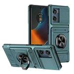 For Motorola Edge 50 Fusion TPU+PC Shockproof Card Slot Phone Case with Metal Ring Holder(Green)