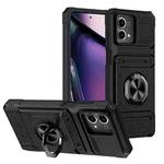 For Motorola Moto G Stylus 5G 2023 TPU+PC Shockproof Card Slot Phone Case with Metal Ring Holder(Black)