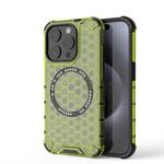 For iPhone 15 Pro Honeycomb Magnetic Ring Shockproof Phone Case(Green)