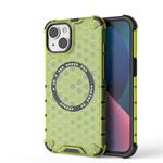 For iPhone 14 Honeycomb Magnetic Ring Shockproof Phone Case(Green)