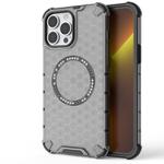 For iPhone 13 Pro Max Honeycomb Magnetic Ring Shockproof Phone Case(Black)