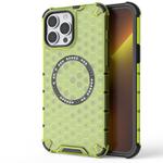 For iPhone 13 Pro Max Honeycomb Magnetic Ring Shockproof Phone Case(Green)