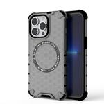 For iPhone 13 Pro Honeycomb Magnetic Ring Shockproof Phone Case(Black)