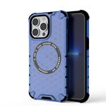 For iPhone 13 Pro Honeycomb Magnetic Ring Shockproof Phone Case(Blue)