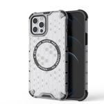 For iPhone 12 / 12 Pro Honeycomb Magnetic Ring Shockproof Phone Case(White)