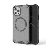 For iPhone 12 / 12 Pro Honeycomb Magnetic Ring Shockproof Phone Case(Black)