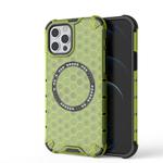 For iPhone 12 / 12 Pro Honeycomb Magnetic Ring Shockproof Phone Case(Green)
