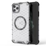 For iPhone 11 Pro Max Honeycomb Magnetic Ring Shockproof Phone Case(White)