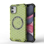 For iPhone 11 Honeycomb Magnetic Ring Shockproof Phone Case(Green)