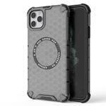 For iPhone 11 Pro Honeycomb Magnetic Ring Shockproof Phone Case(Black)