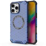 For iPhone 16 Pro Max Honeycomb Magnetic Ring Shockproof Phone Case(Blue)