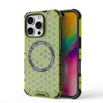 For iPhone 16 Pro Honeycomb Magnetic Ring Shockproof Phone Case(Green)