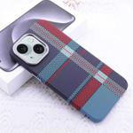 For iPhone 15 Kevlar Carbon Fiber Texture MagSafe Magnetic Phone Case(Red Blue Checkered)