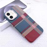 For iPhone 12 Kevlar Carbon Fiber Texture MagSafe Magnetic Phone Case(Red Green Checkered)