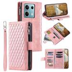 For Motorola Edge 60 Fusion Grid Texture Zipper Leather Phone Case with Lanyard(Rose Gold)