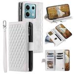 For Motorola Edge 60 Fusion Grid Texture Zipper Leather Phone Case with Lanyard(White)