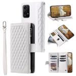 For Honor 200 Lite Grid Texture Zipper Leather Phone Case with Lanyard(White)