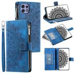 For Motorola Edge 50 Pro Multi-Card Totem Zipper Leather Phone Case(Blue)