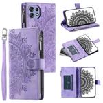 For Motorola Edge 50 Pro Multi-Card Totem Zipper Leather Phone Case(Purple)