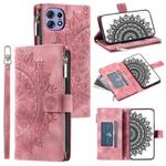 For Motorola Edge 50 Pro Multi-Card Totem Zipper Leather Phone Case(Pink)