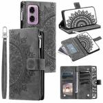 For Motorola Edge 50 Fusion Multi-Card Totem Zipper Leather Phone Case(Grey)