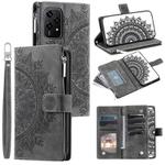 For Honor 200 Lite Multi-Card Totem Zipper Leather Phone Case(Grey)