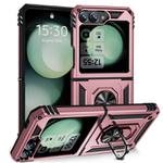 For Samsung Galaxy Z Flip6 5G Shockproof TPU + PC Phone Case with Holder(Rose Gold)